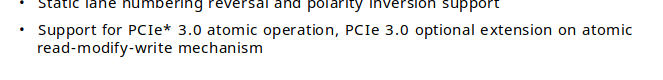 Intel datasheet showing PCIe atomic support on Ivy Bridge